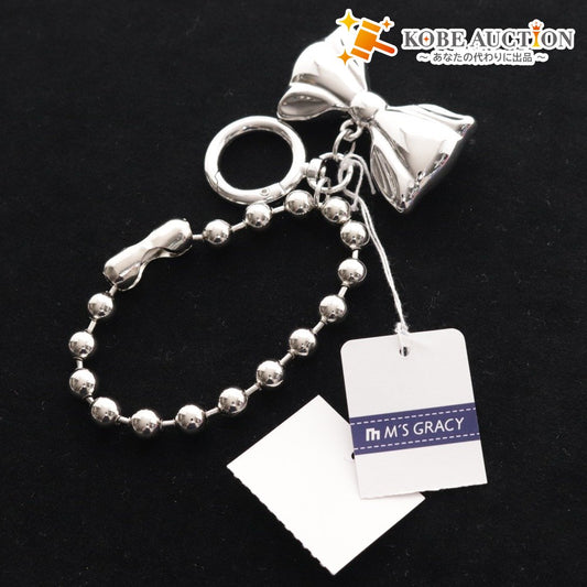 ■ エムズグレイシー キーホルダー ブレスレット NO.491309 00 アクセサリー チェーン リボン シルバー 合金 付属品付き 未使用