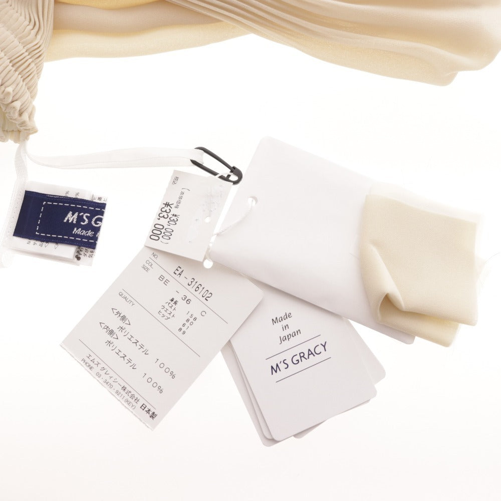 ■ M's Gracie Pants Wide Pants EA-316102 Bottoms Pleated Elastic Waist Women's Size 36 Beige Tag Included Unused