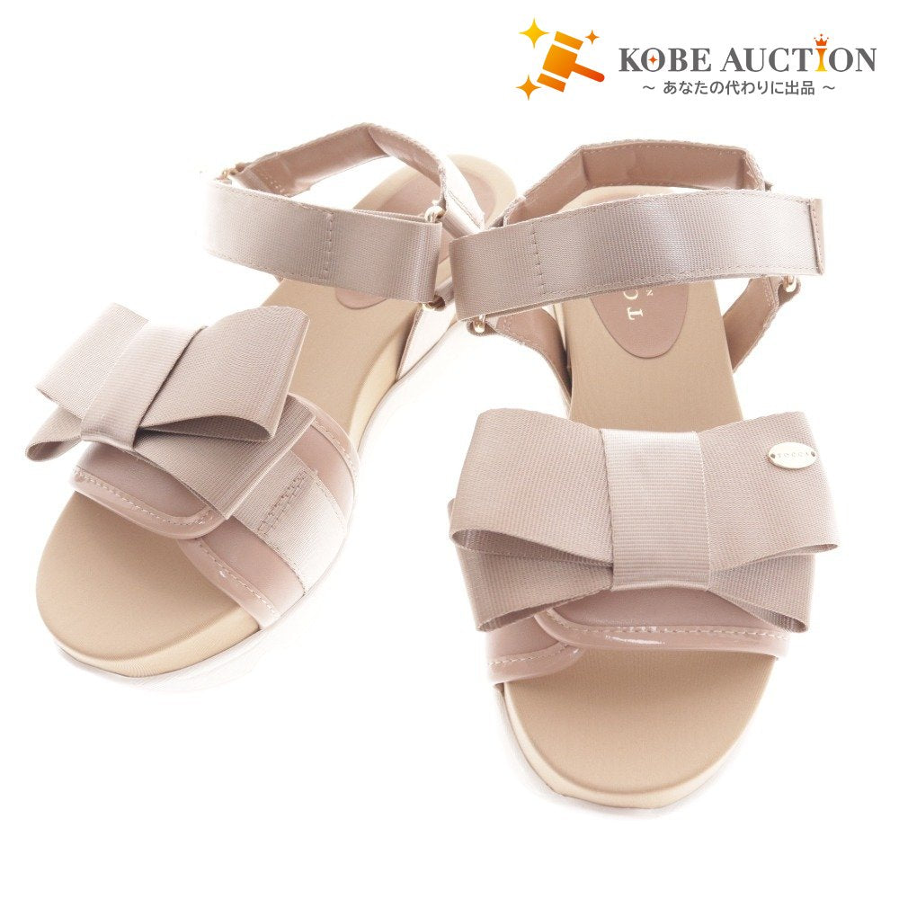 ■ トッカ サンダル SETZCN0460 靴 スポーツサンダル リボン レディース L ベージュ 付属品付き 未使用