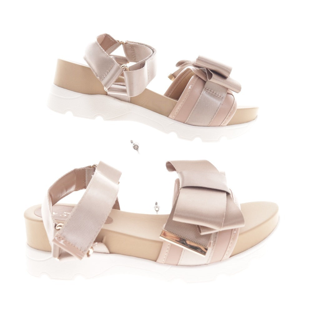 ■ トッカ サンダル SETZCN0460 靴 スポーツサンダル リボン レディース L ベージュ 付属品付き 未使用