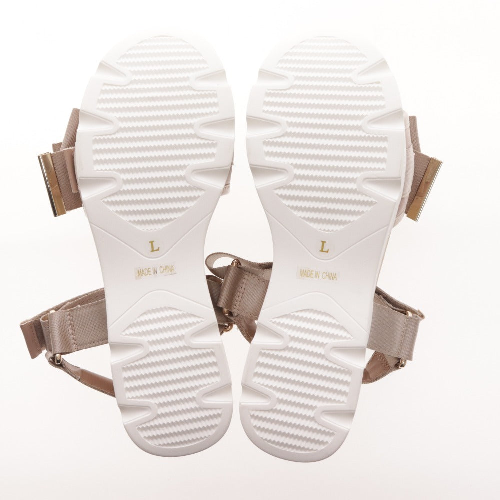 ■ トッカ サンダル SETZCN0460 靴 スポーツサンダル リボン レディース L ベージュ 付属品付き 未使用