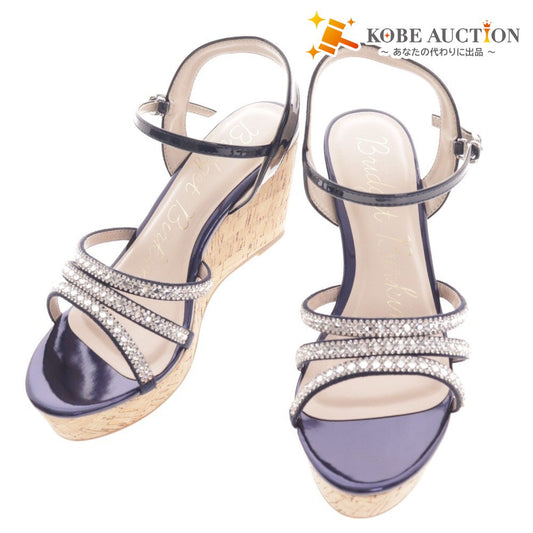 ■ ブリジットバーキン サンダル 512136 靴ウェッジソール ビジュー ハート レディース 24.5 ネイビー 付属品付き 未使用