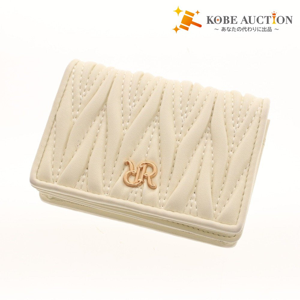 ■ ランダ キルティングデザイン カードケース FB34277 ファッション小物 ロゴ レディース ベージュ 付属品付き 新品 未使用
