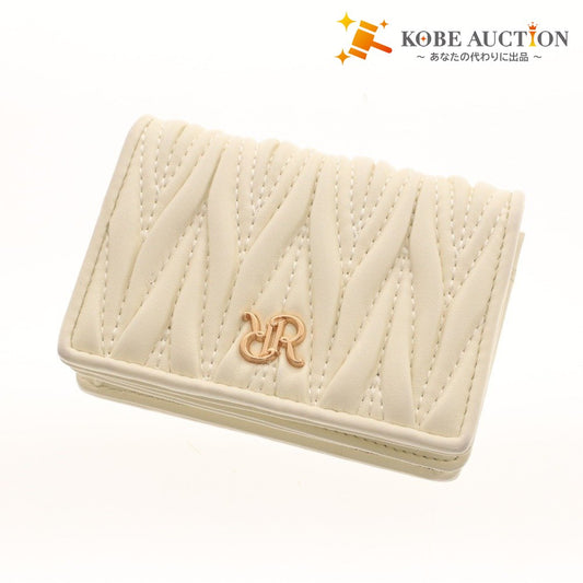 ■ ランダ キルティングデザイン カードケース FB34277 ファッション小物 ロゴ レディース ベージュ 付属品付き 新品 未使用