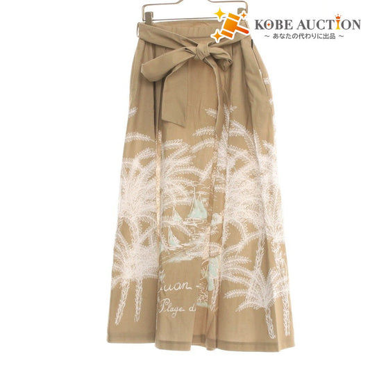 ■ グレースコンチネンタル スカート 0225221023-00 ボトムス プリント 植物 柄 紐 レディース 3-38 ベージュ系 新品 未使用