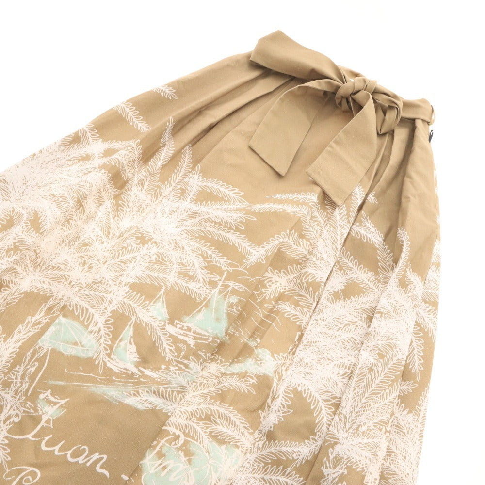 ■ グレースコンチネンタル スカート 0225221023-00 ボトムス プリント 植物 柄 紐 レディース 3-38 ベージュ系 新品 未使用