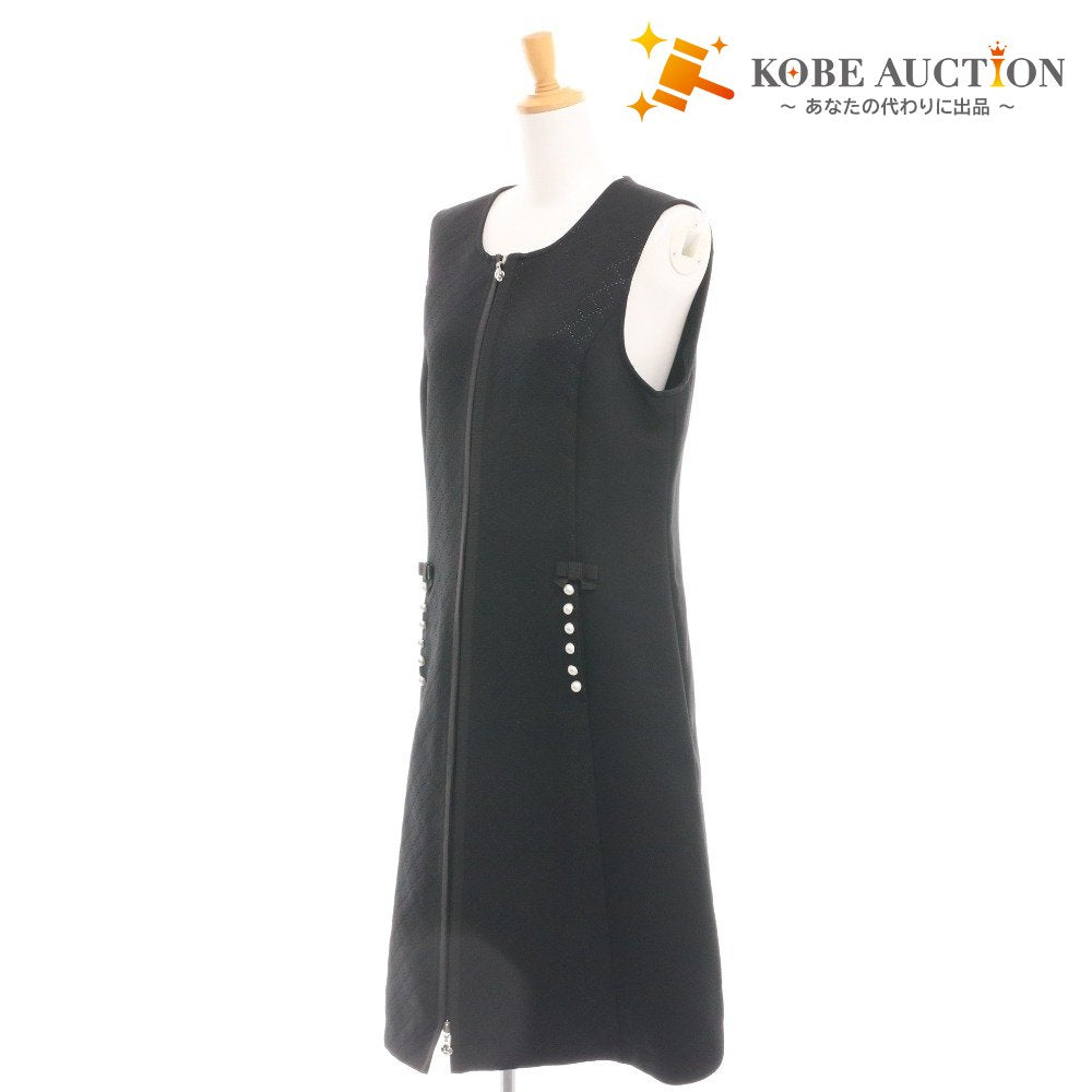 ■ エムズグレイシー ロングワンピース ノースリーブ CR-314509 バール リボン レディース 42(XL相当)ブラック タグ付き 未使用