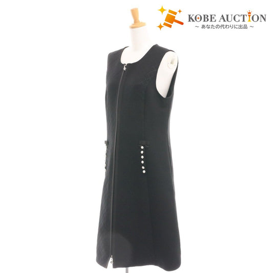 ■ エムズグレイシー ロングワンピース ノースリーブ CR-314509 バール リボン レディース 42(XL相当)ブラック タグ付き 未使用