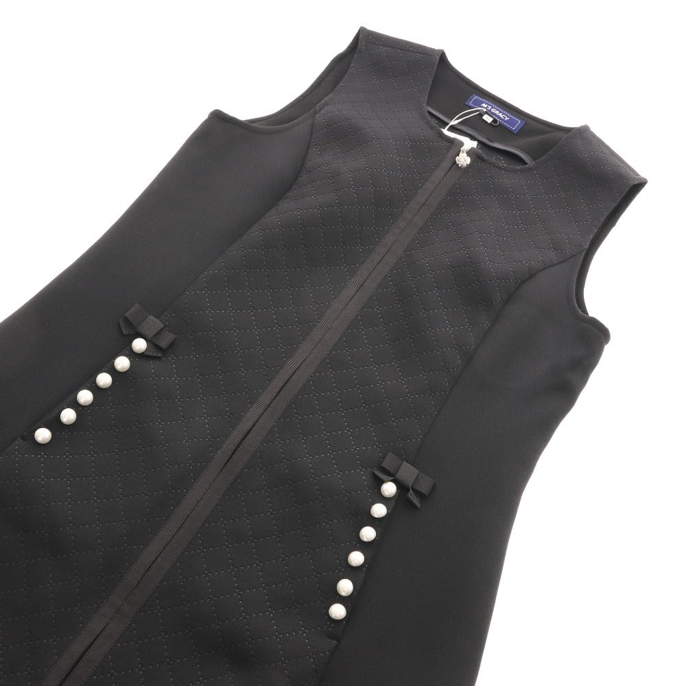 ■ エムズグレイシー ロングワンピース ノースリーブ CR-314509 バール リボン レディース 42(XL相当)ブラック タグ付き 未使用