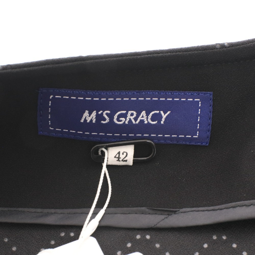 ■ エムズグレイシー ロングワンピース ノースリーブ CR-314509 バール リボン レディース 42(XL相当)ブラック タグ付き 未使用