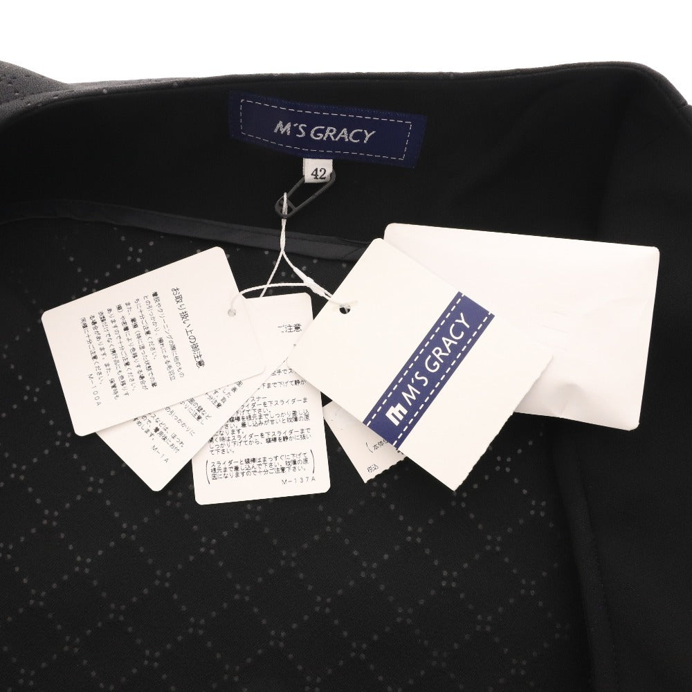 ■ エムズグレイシー ロングワンピース ノースリーブ CR-314509 バール リボン レディース 42(XL相当)ブラック タグ付き 未使用