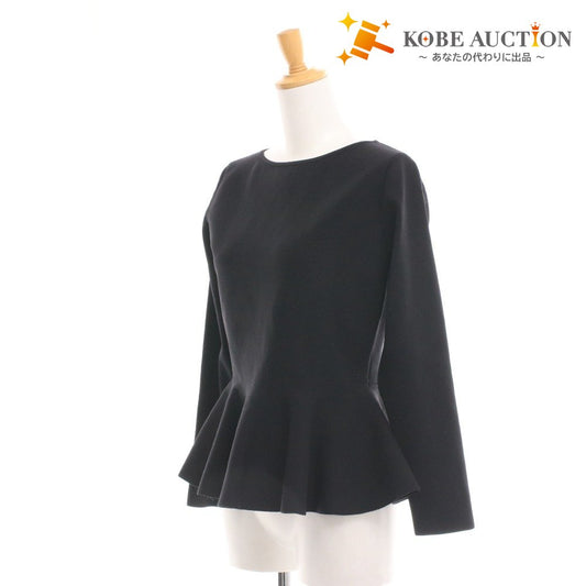 ■ エムズグレイシー ペプラムトップス 長袖 MK-118707 トップス リボン グログラン スリット レディース 40(L相当）タグ付き ブラック