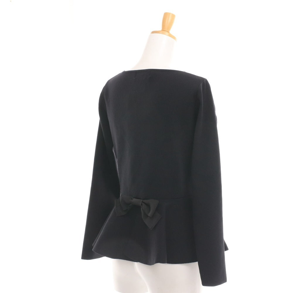 ■ エムズグレイシー ペプラムトップス 長袖 MK-118707 トップス リボン グログラン スリット レディース 40(L相当）タグ付き ブラック