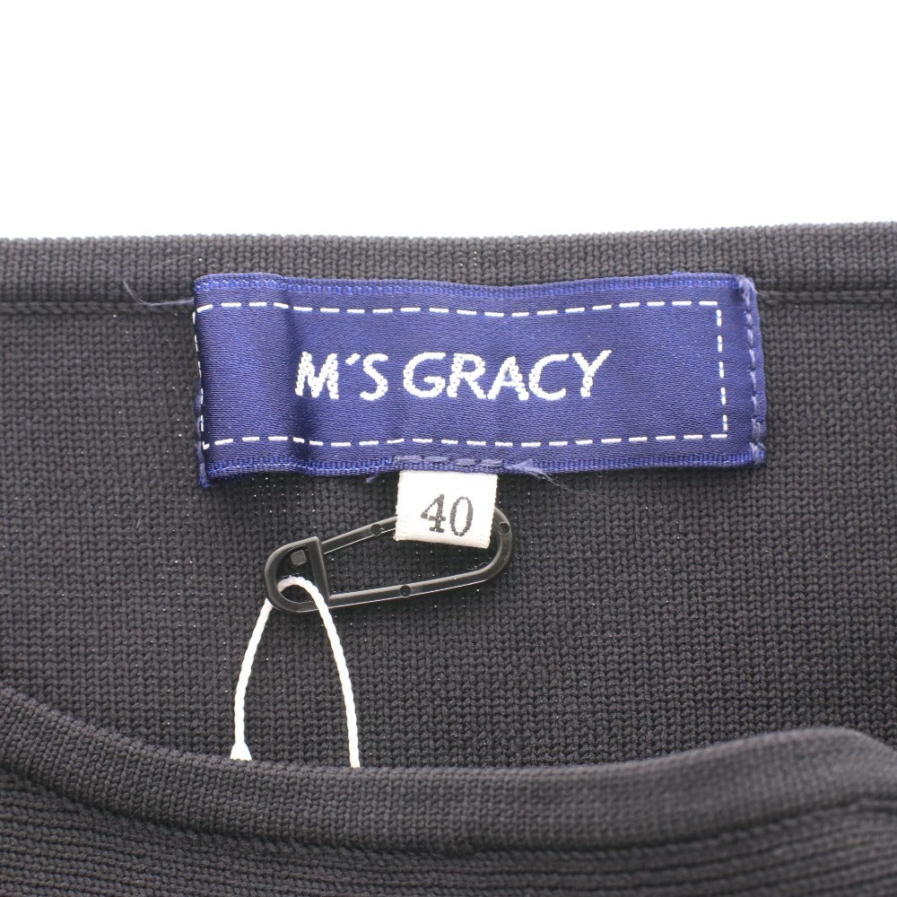 ■ エムズグレイシー ペプラムトップス 長袖 MK-118707 トップス リボン グログラン スリット レディース 40(L相当）タグ付き ブラック