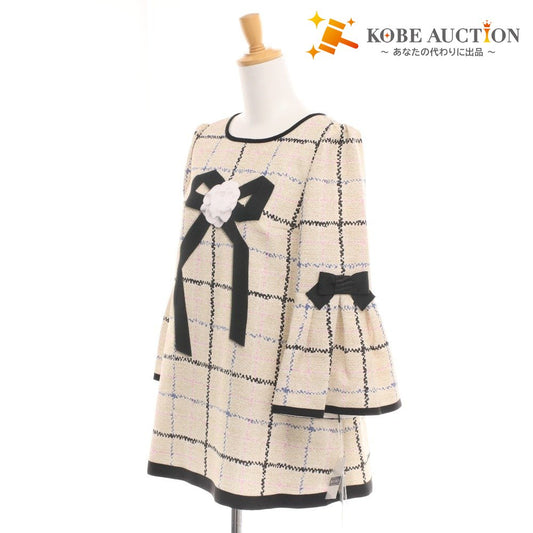 ■ エムズグレイシー チュニック 長袖 FS-910514 トップス 日本製 高品質 リボン レディース 40(L相当）ベージュ系 タグ付き 未使用