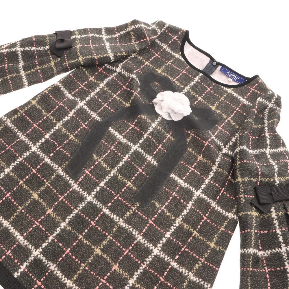 ■ エムズグレイシー チュニック 長袖 FS-910514 トップス 日本製 高品質 リボン レディース 40(L相当）ブラック系 タグ付き 未使用