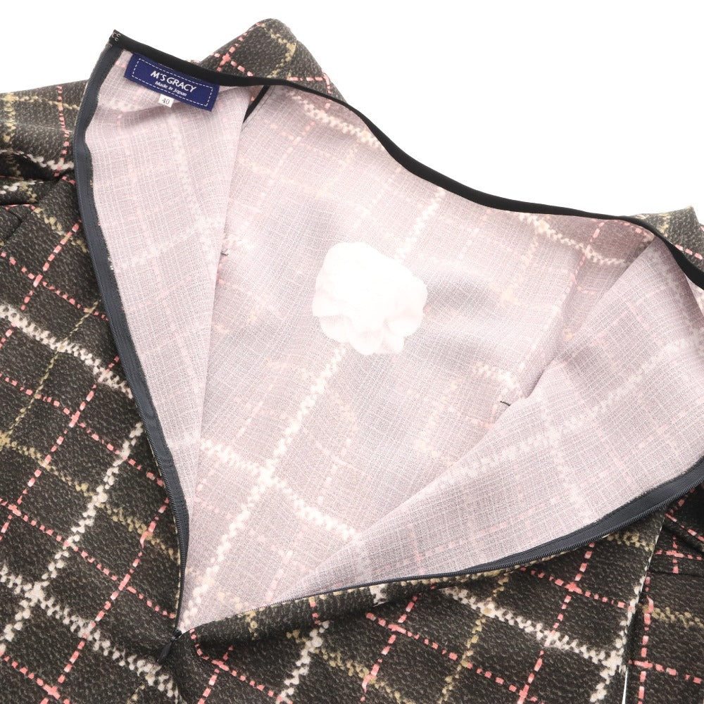 ■ エムズグレイシー チュニック 長袖 FS-910514 トップス 日本製 高品質 リボン レディース 40(L相当）ブラック系 タグ付き 未使用