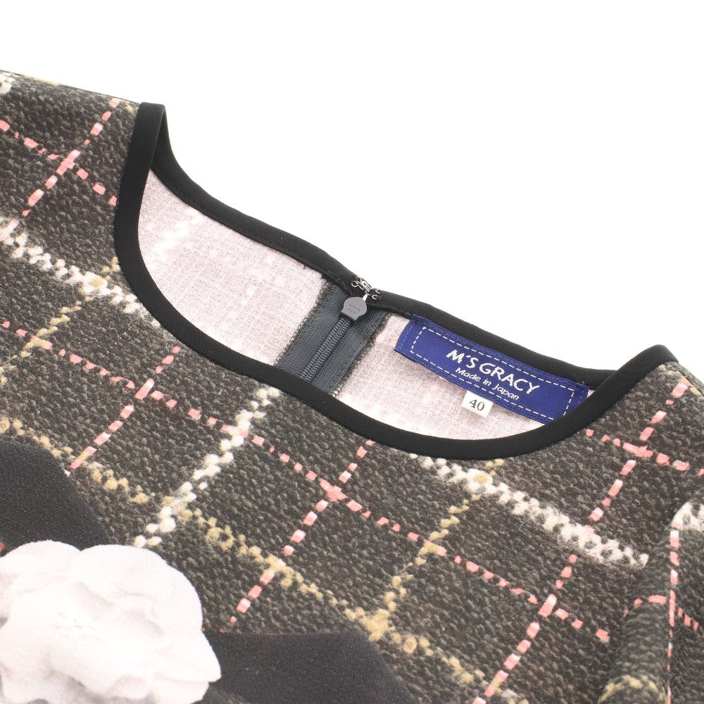 ■ エムズグレイシー チュニック 長袖 FS-910514 トップス 日本製 高品質 リボン レディース 40(L相当）ブラック系 タグ付き 未使用