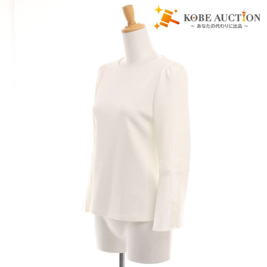■ エムズグレイシー カットソー 長袖 YB-015302 トップス リボン 日本製 高品質 レディース 40(L相当）ホワイト タグ付き 未使用