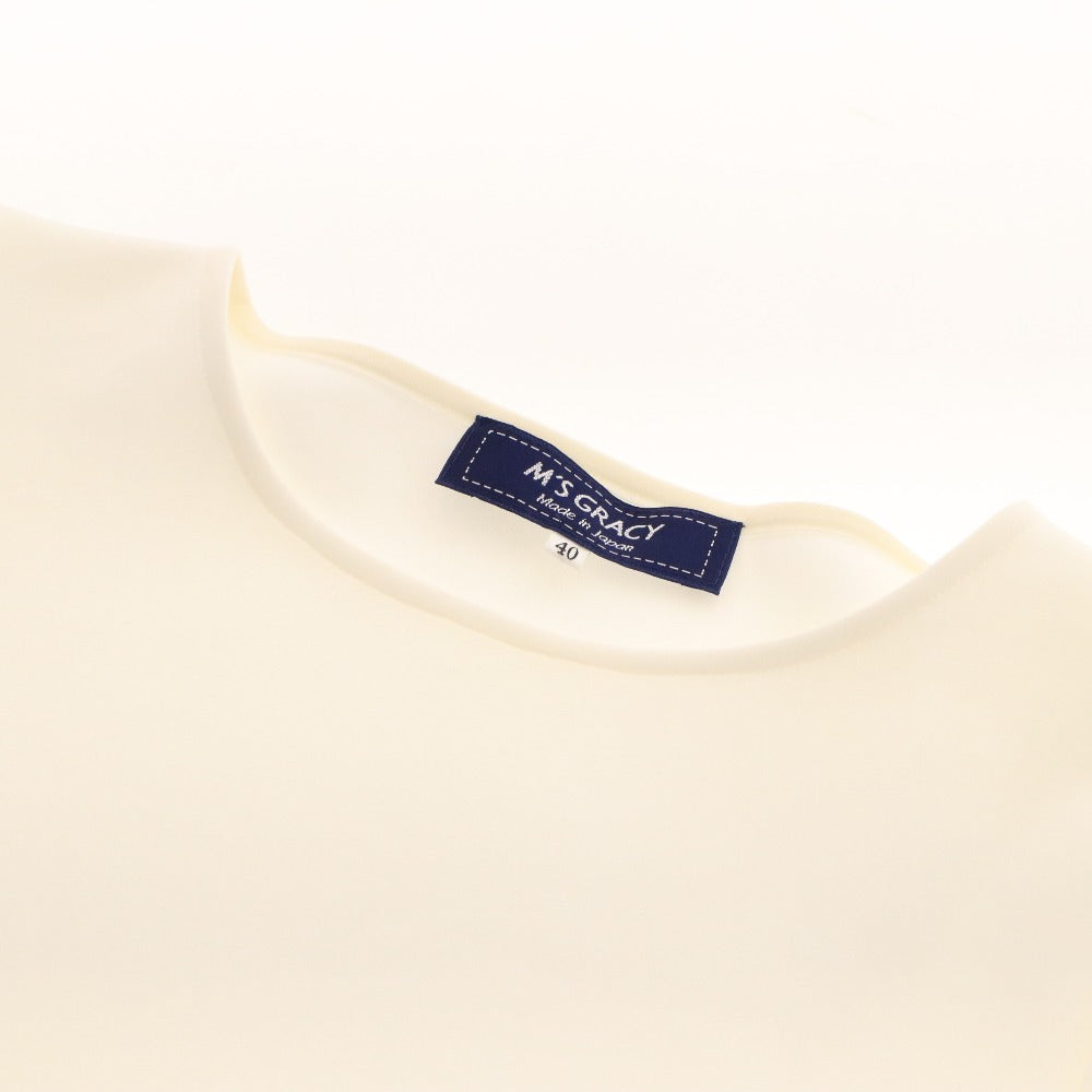■ エムズグレイシー カットソー 長袖 YB-015302 トップス リボン 日本製 高品質 レディース 40(L相当）ホワイト タグ付き 未使用