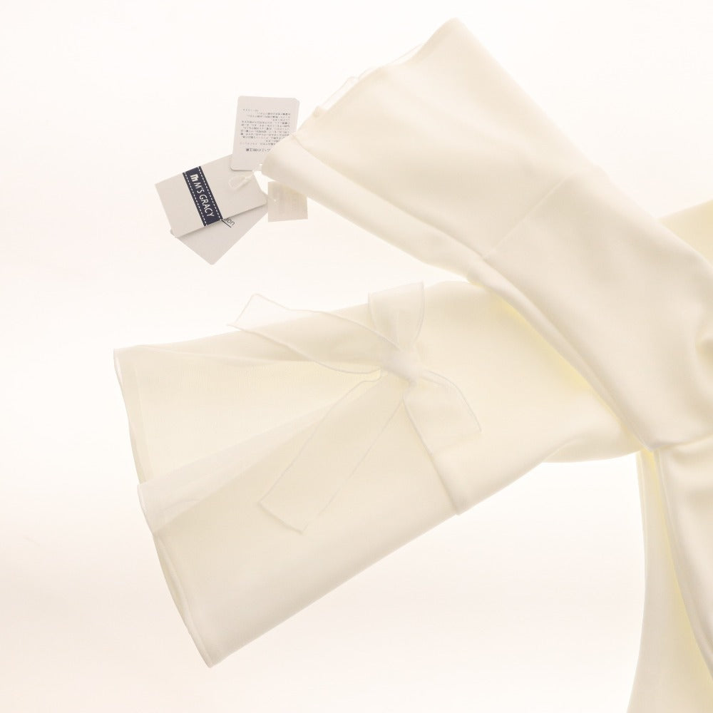 ■ エムズグレイシー カットソー 長袖 YB-015302 トップス リボン 日本製 高品質 レディース 40(L相当）ホワイト タグ付き 未使用