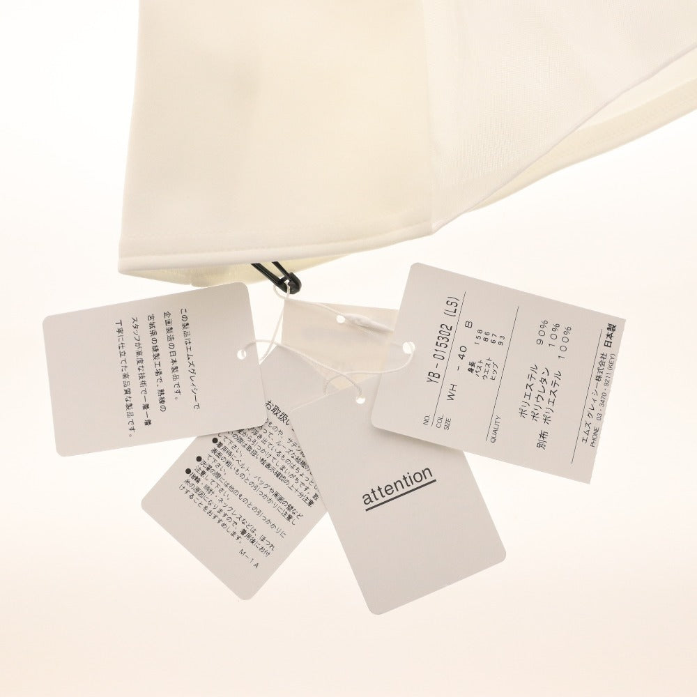 ■ エムズグレイシー カットソー 長袖 YB-015302 トップス リボン 日本製 高品質 レディース 40(L相当）ホワイト タグ付き 未使用