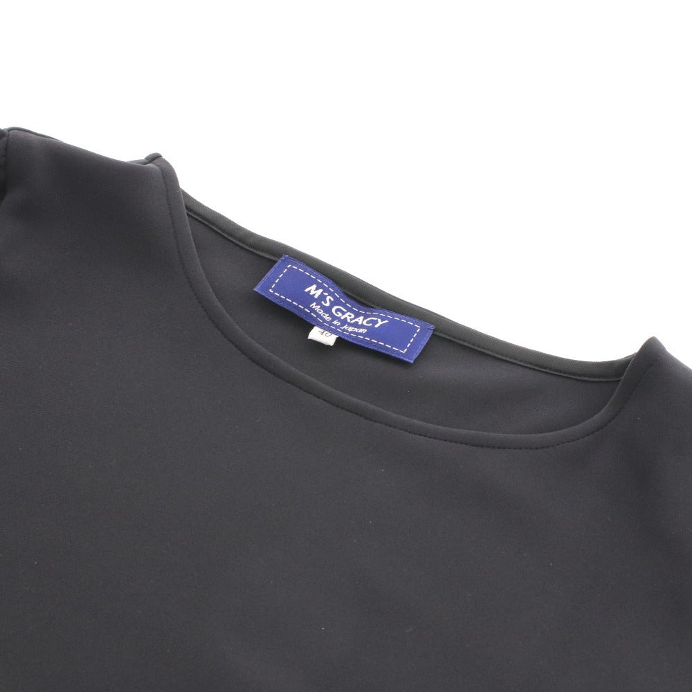 ■ エムズグレイシー カットソー 長袖 YB-015302 トップス リボン 日本製 高品質 レディース 40(L相当）ブラック タグ付き 未使用