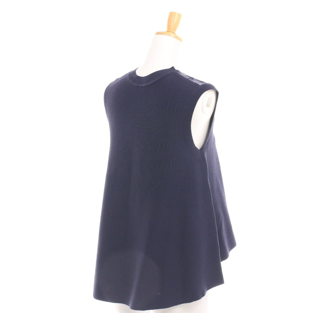 ■ グレースコンチネンタル ニット ノースリーブ 0123243059 トップス レース フレア レディース 36(S相当) ネイビー タグ付き 未使用