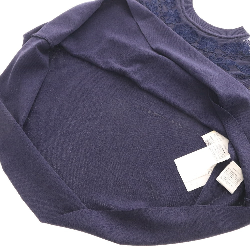 ■ グレースコンチネンタル ニット ノースリーブ 0123243059 トップス レース フレア レディース 36(S相当) ネイビー タグ付き 未使用