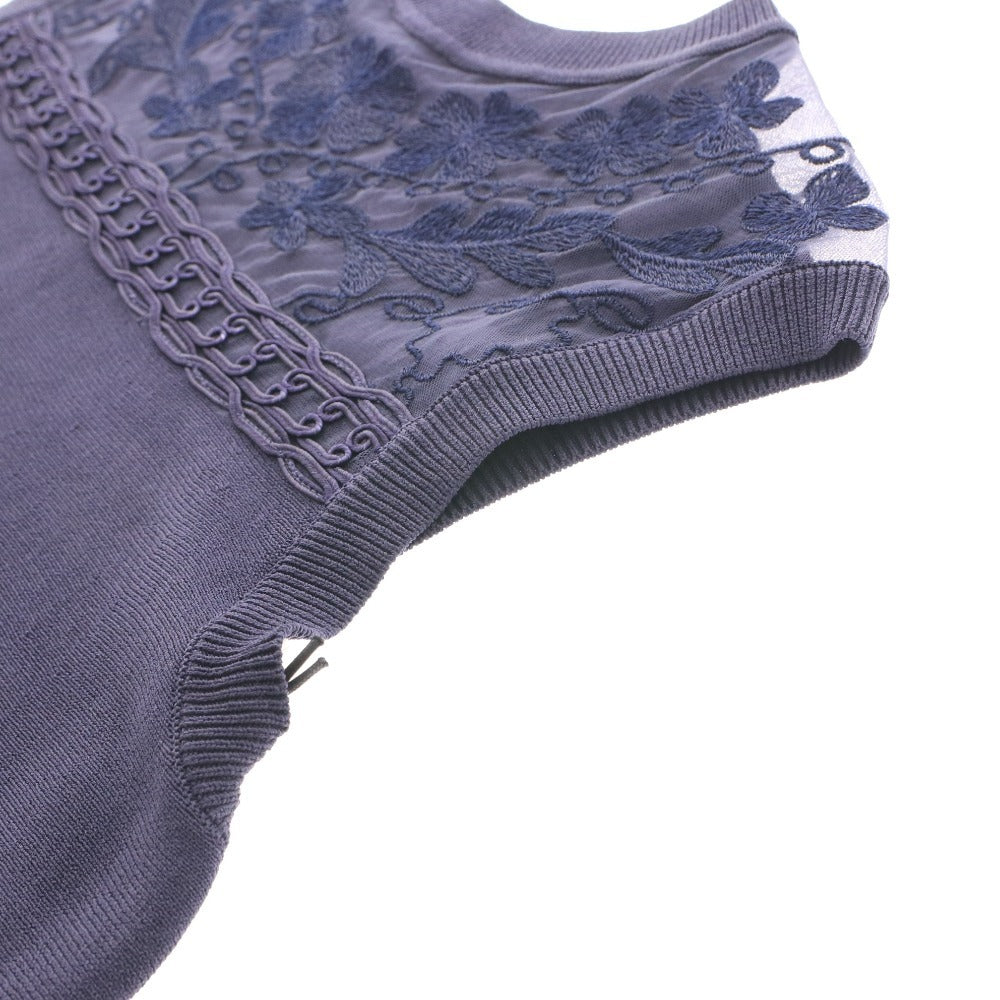 ■ グレースコンチネンタル ニット ノースリーブ 0123243059 トップス レース フレア レディース 36(S相当) ネイビー タグ付き 未使用