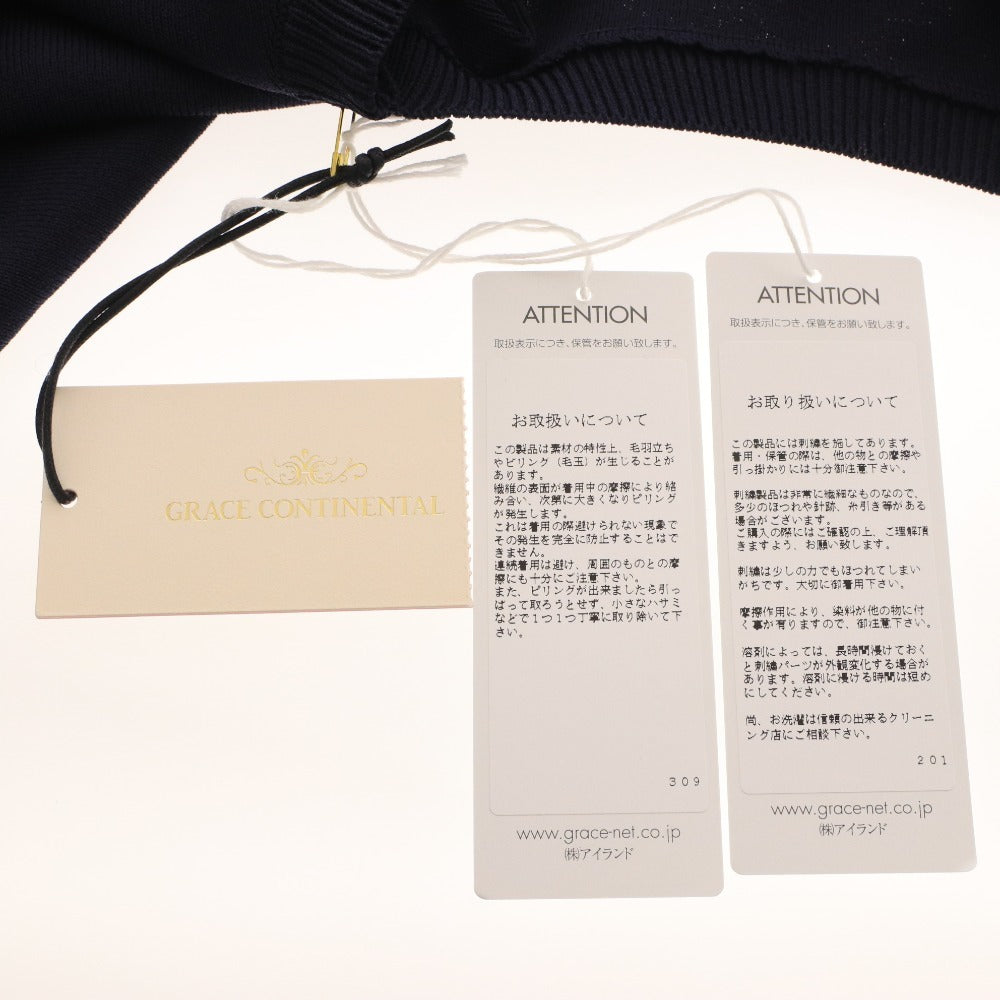 ■ グレースコンチネンタル ニット ノースリーブ 0123243059 トップス レース フレア レディース 36(S相当) ネイビー タグ付き 未使用