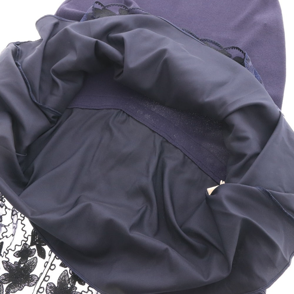 ■ グレースコンチネンタル ロングスカート 0123223059 ボトムス レース フラワー ニット レディース 36(S相当) ネイビー タグ付き 未使用