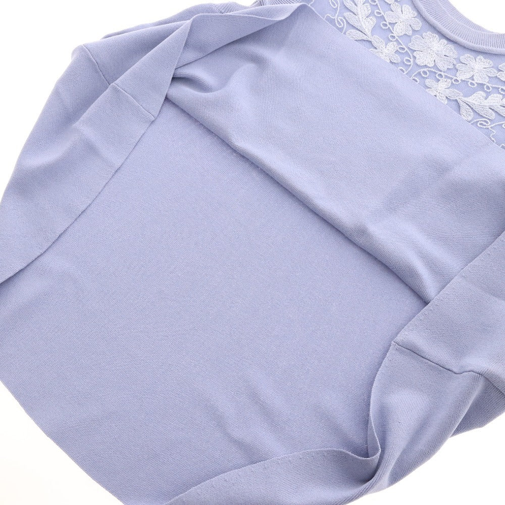 ■ グレースコンチネンタル ニット ノースリーブ 0123243059 トップス レース フレア レディース 36(S相当) ライトブルー タグ付き 未使用