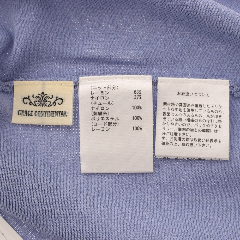 ■ グレースコンチネンタル ニット ノースリーブ 0123243059 トップス レース フレア レディース 36(S相当) ライトブルー タグ付き 未使用