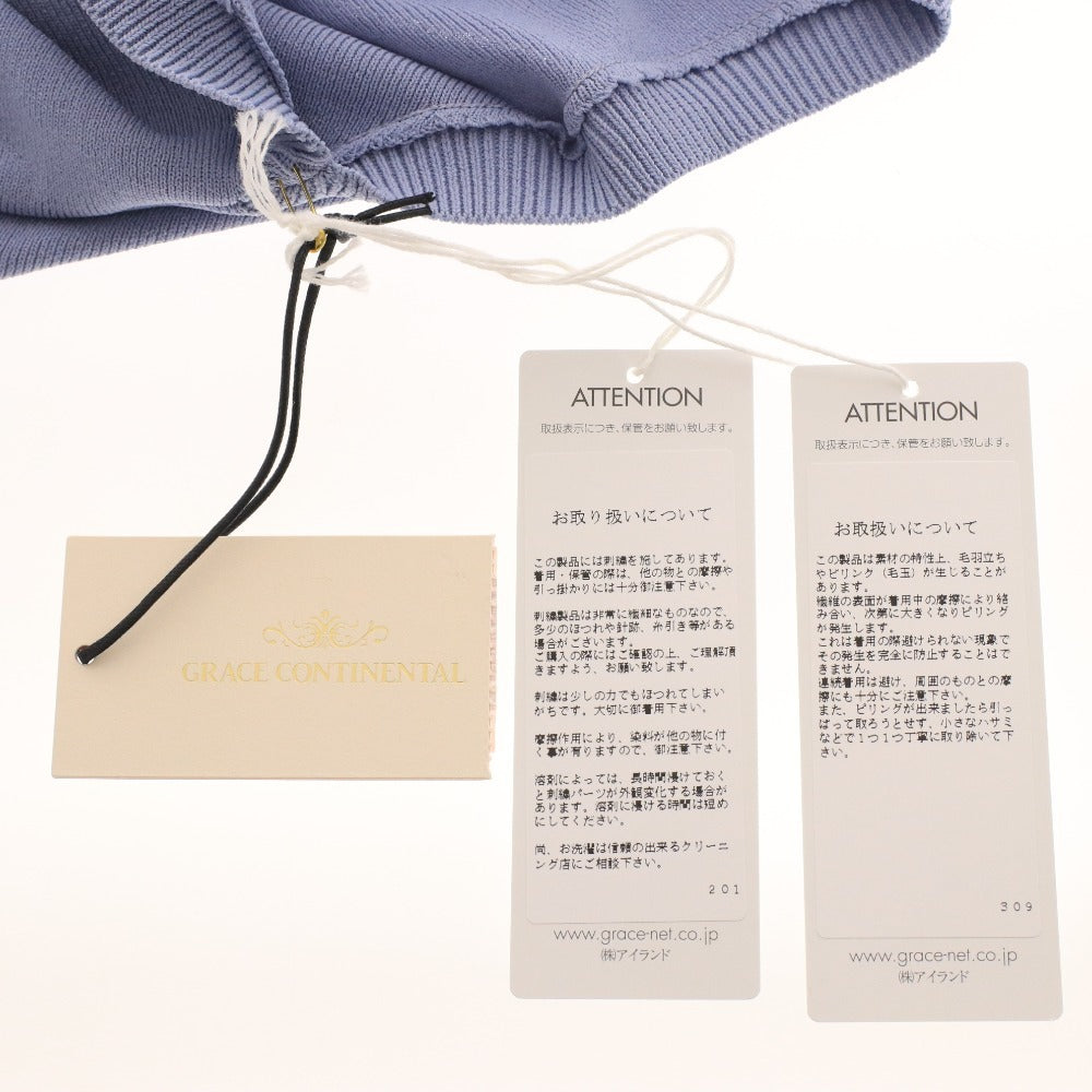 ■ グレースコンチネンタル ニット ノースリーブ 0123243059 トップス レース フレア レディース 36(S相当) ライトブルー タグ付き 未使用