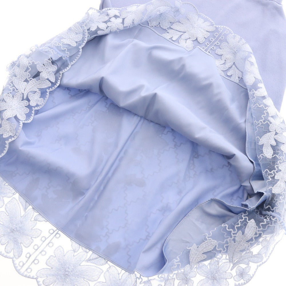 ■ グレースコンチネンタル ロングスカート 0123223059 レース フラワー ニット レディース 36(S相当) ライトブルー タグ付き 未使用