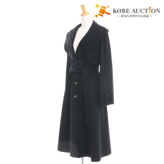 ■ エムズグレイシー ロングコート 長袖 TD-319620 日本製 ビッグカラー レディース 40(L相当）ブラック タグ付き 未使用