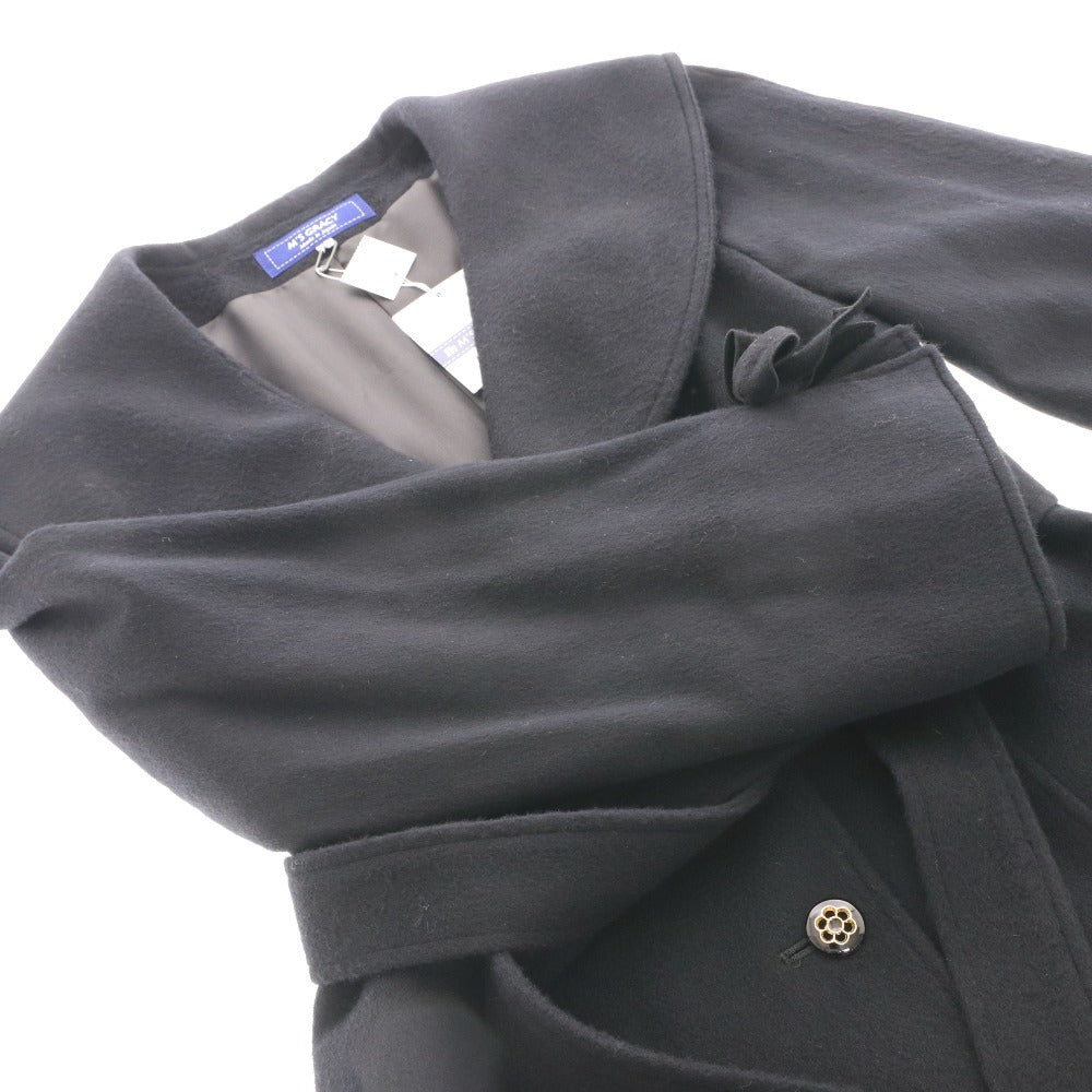 ■ エムズグレイシー ロングコート 長袖 TD-319620 日本製 ビッグカラー レディース 40(L相当）ブラック タグ付き 未使用