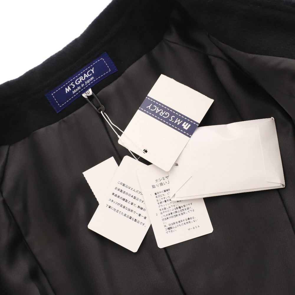 ■ エムズグレイシー ロングコート 長袖 TD-319620 日本製 ビッグカラー レディース 40(L相当）ブラック タグ付き 未使用