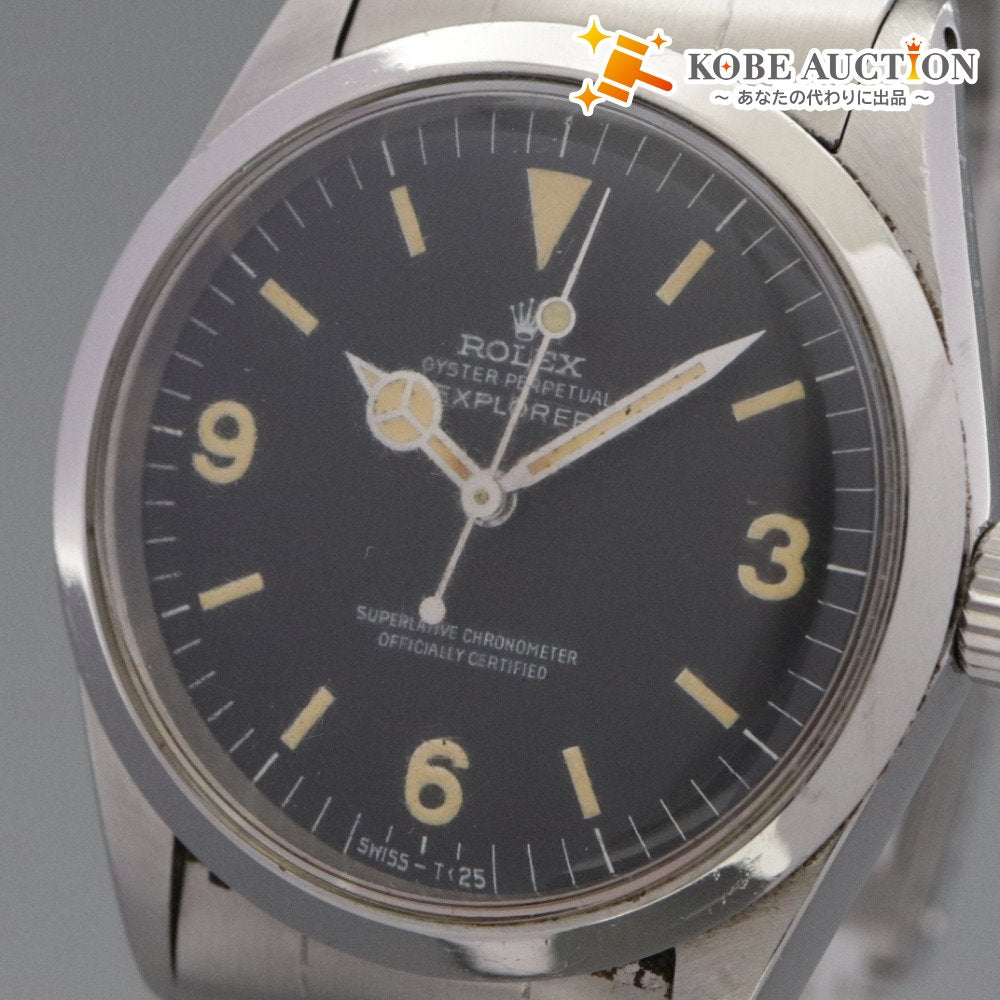 ■ ロレックス エクスプローラーI 1016/2173182 7206 1975年頃 アンティーク 自動巻き 腕時計 文字盤 80g シルバー ブラック 付属品付き