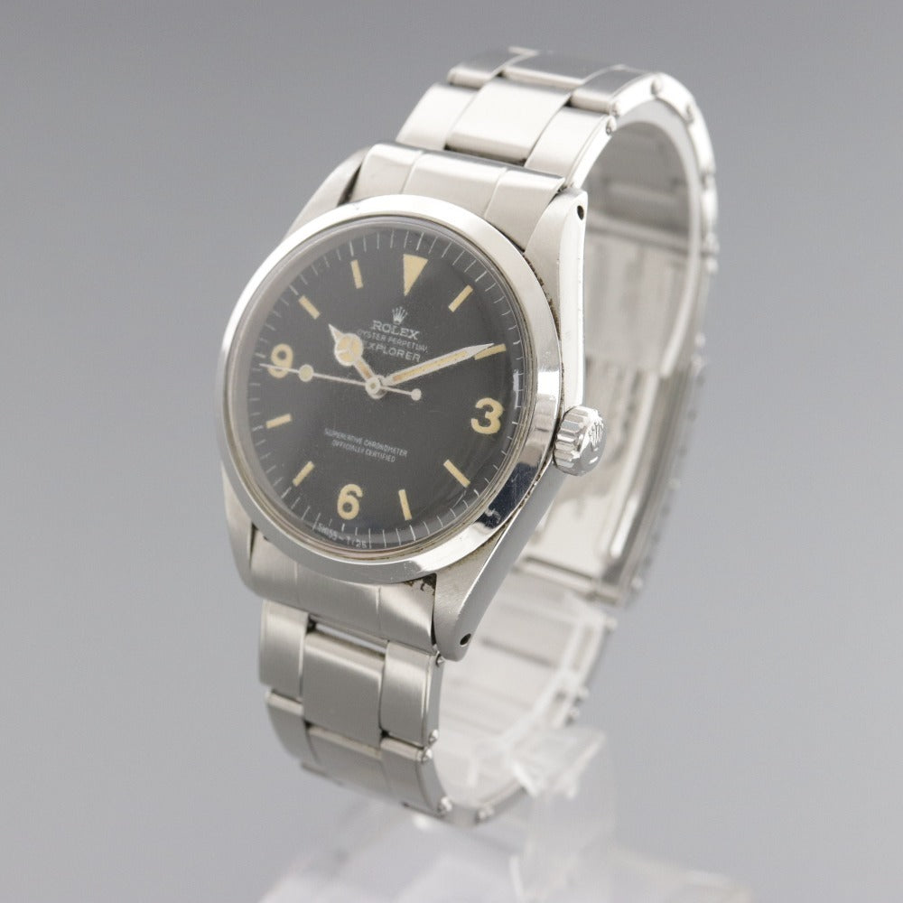 ■ ロレックス エクスプローラーI 1016/2173182 7206 1975年頃 アンティーク 自動巻き 腕時計 文字盤 80g シルバー ブラック 付属品付き
