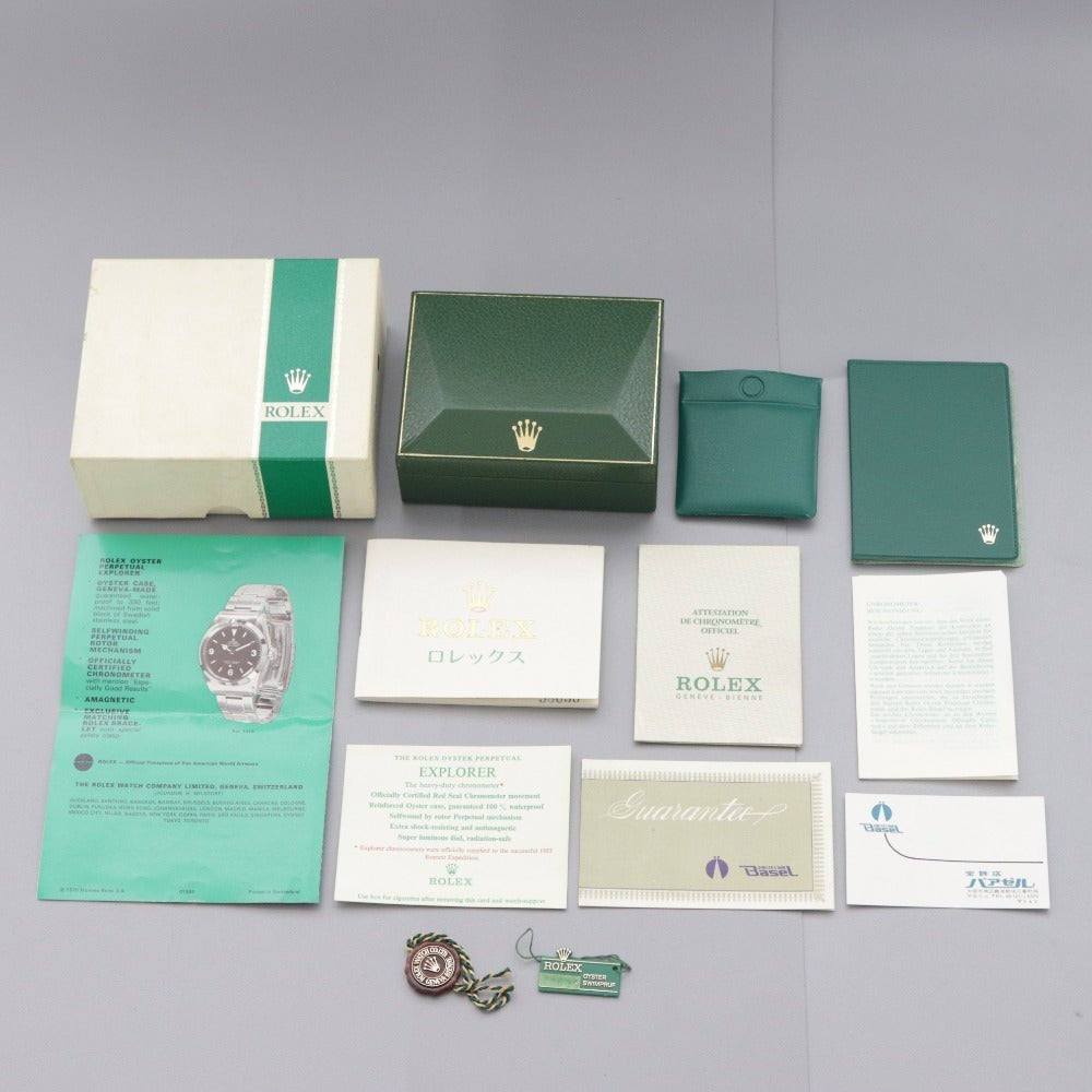 ■ ロレックス エクスプローラーI 1016/2173182 7206 1975年頃 アンティーク 自動巻き 腕時計 文字盤 80g シルバー ブラック 付属品付き