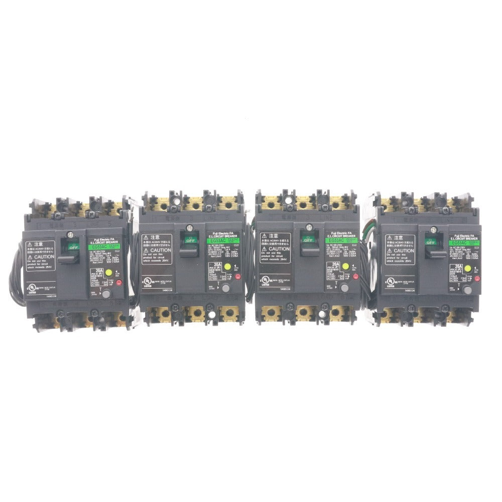 ■ 富士電機 漏電遮断器 EG53AC 3P 20A 4個セット まとめ売り 一般配線用 過電流保護機能 ブレーカー 箱 付属品付き