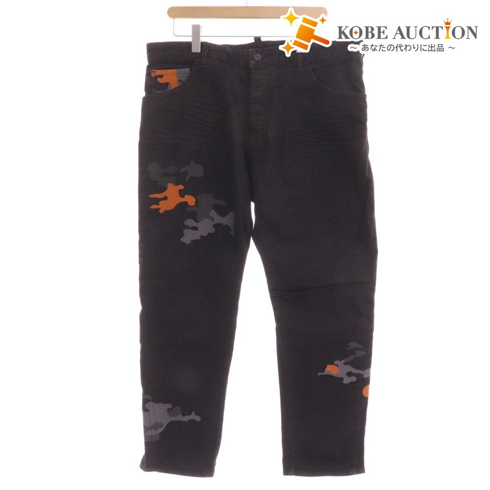 ■ Emporio Armani denim jeans pants bottoms camouflage African cotton men's size 33 black with tags unused