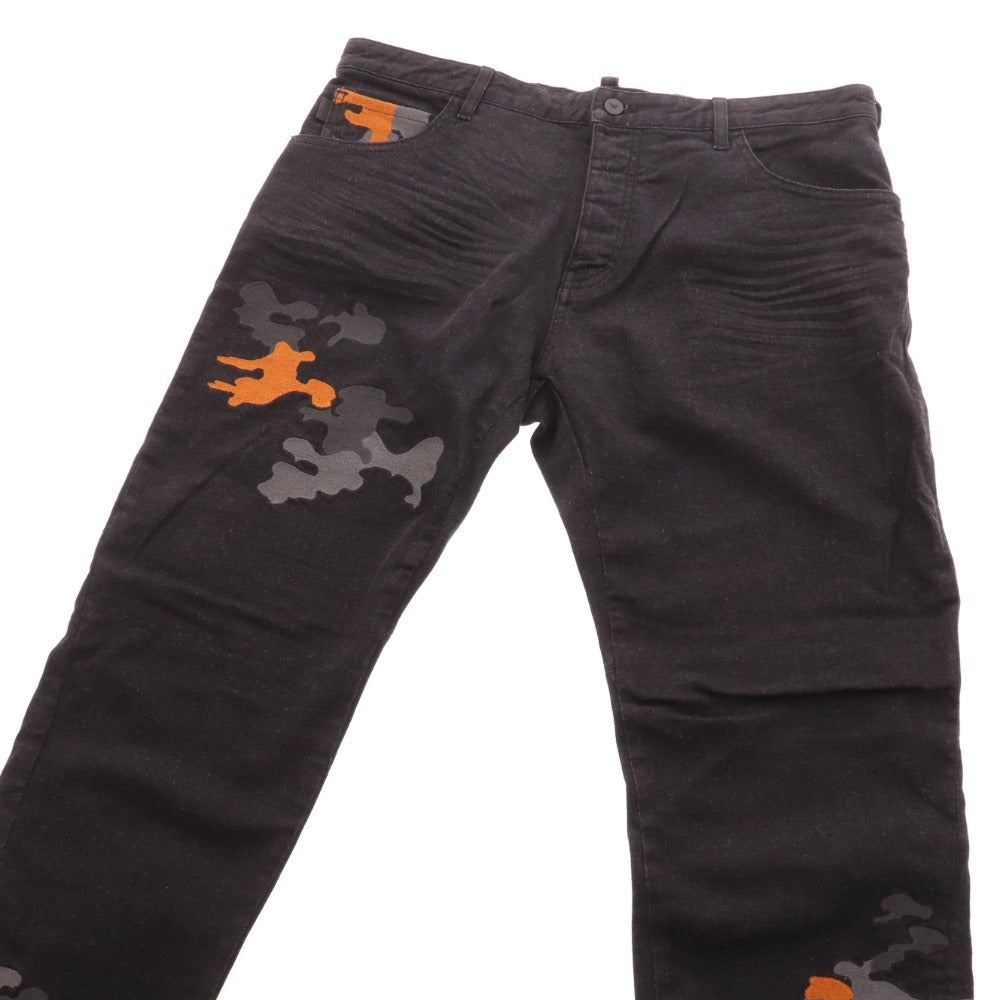■ Emporio Armani denim jeans pants bottoms camouflage African cotton men's size 33 black with tags unused