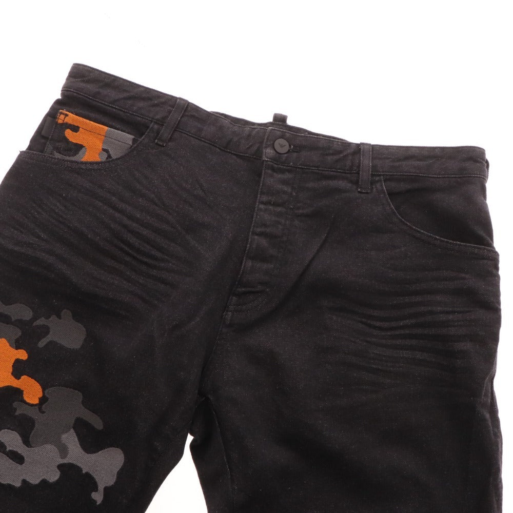 ■ Emporio Armani denim jeans pants bottoms camouflage African cotton men's size 33 black with tags unused
