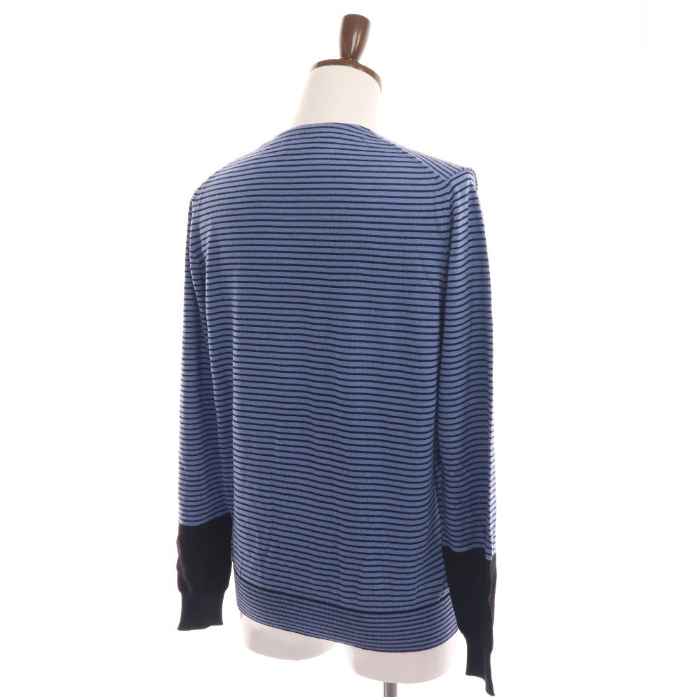 ■ Prada Cardigan Long Sleeve Top Wool 100% Striped Men's Size 50 Blue