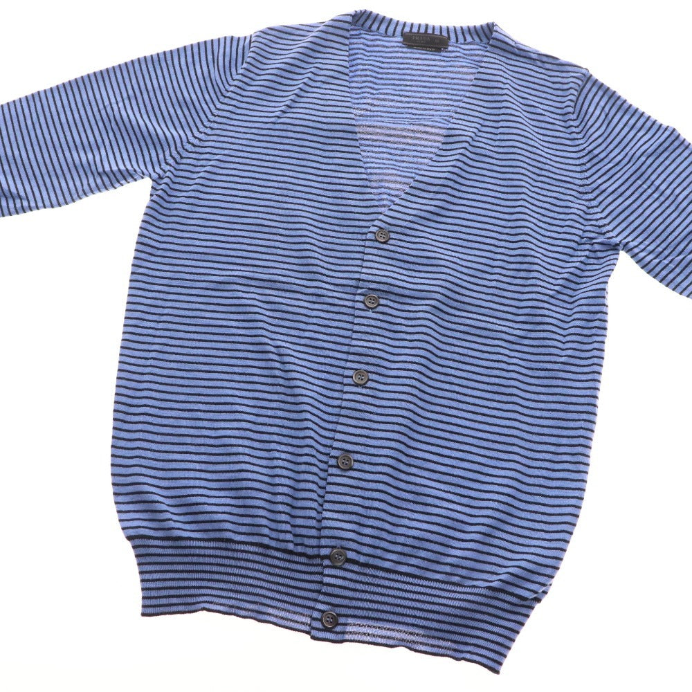 ■ Prada Cardigan Long Sleeve Top Wool 100% Striped Men's Size 50 Blue