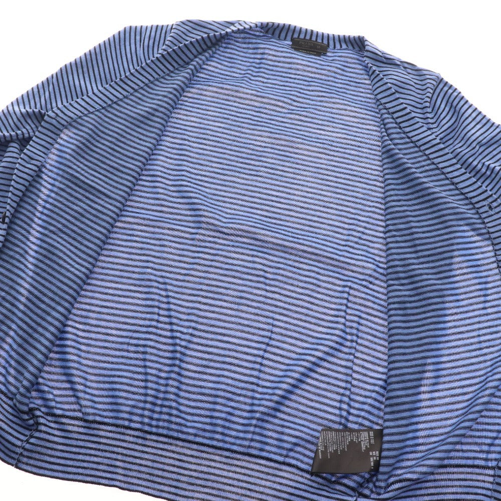 ■ Prada Cardigan Long Sleeve Top Wool 100% Striped Men's Size 50 Blue