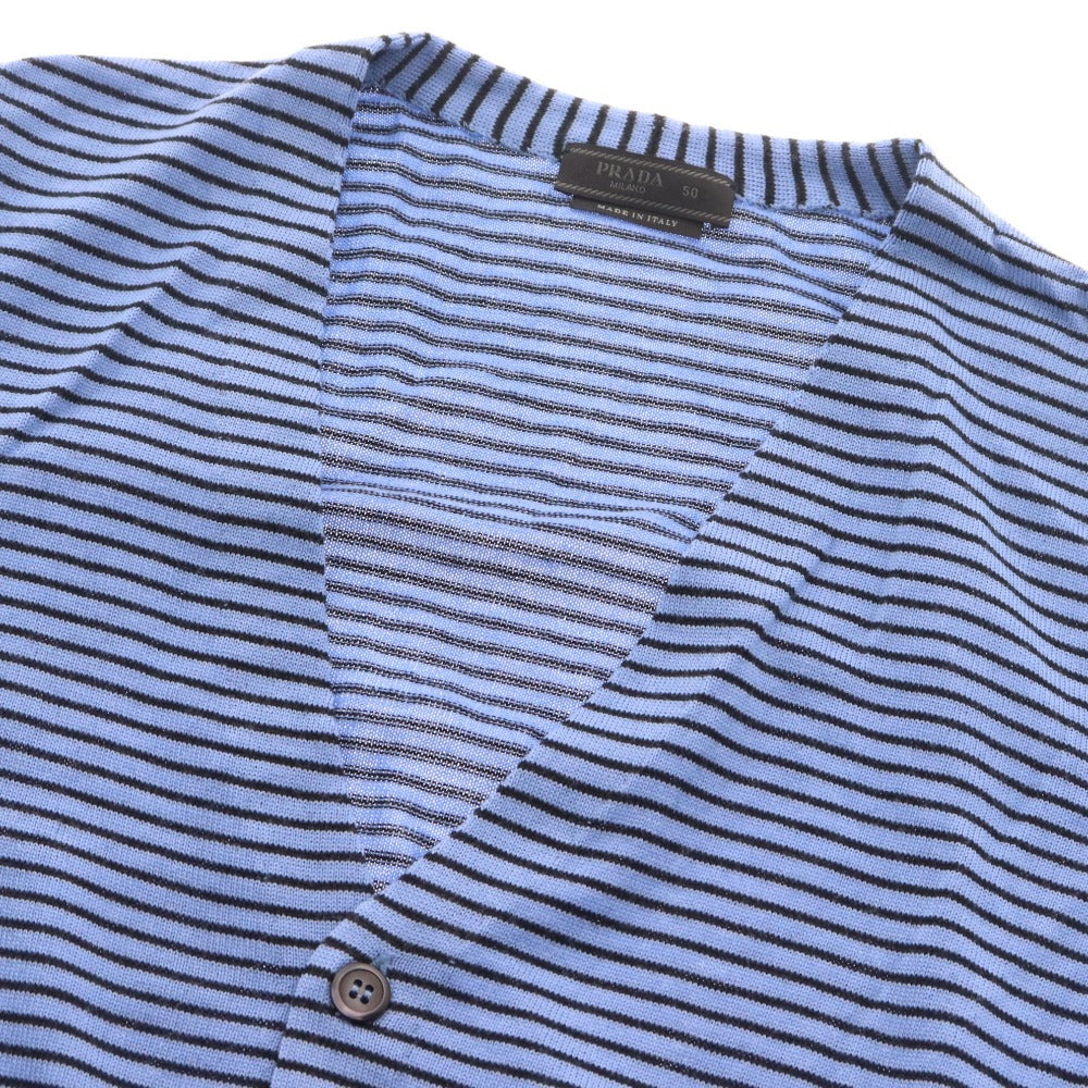 ■ Prada Cardigan Long Sleeve Top Wool 100% Striped Men's Size 50 Blue